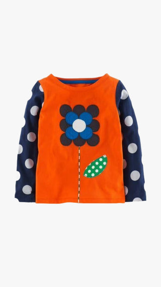 Mini Boden Girl's Flower Big Applique Top in Orange