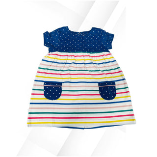 Baby Boden Short Sleeve Rainbow Stripe Dress Only In Multi