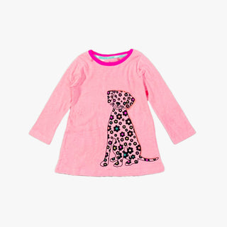 Mini Boen Girl's Dog Floral Applique Tunic in Pink