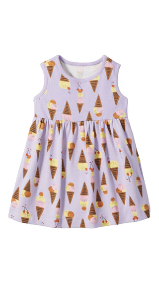 Girl's Sherbet Scoops Printed Dress in Purple