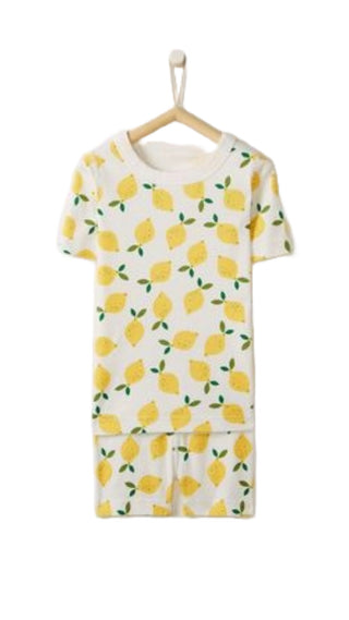 Kids Printed Short John Pyjama Set in Ivory lemonade