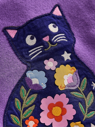Mini Boden Girls Applique Tunic In Purple