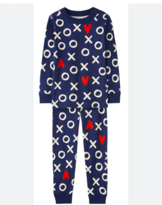 Kids Long John Hug & Hearts Pajamas iSet In New