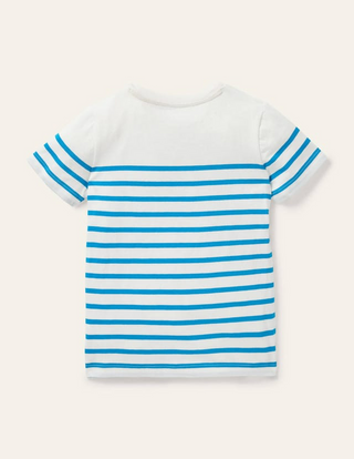 Mini Boden Boy's Animal Breton T-Shirt in Ivory Tiger (Defect)