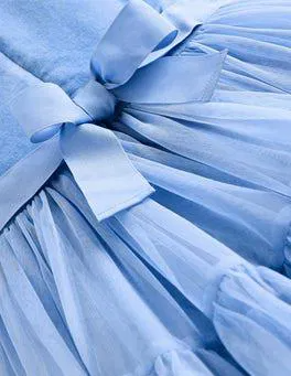 Mini Boden Girl's Beth Velvet Bodice Tulle Dress in Blue