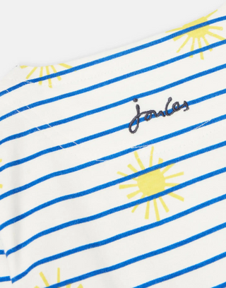 Joules Girl's Sun Stripe Harbour T-Shirt in White