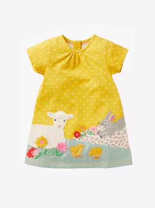 Baby Boden Lamb Applique Dress in Yellow (Slightly Defect)