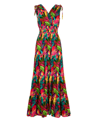 Kiana Printed Maxi Dress Petite In Red