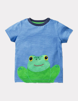 Baby Boden Baby Frog Applique T-shirt in Blue