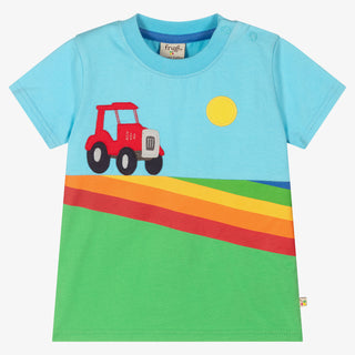 Frugi Boy's Tractor T-Shirt in Blue