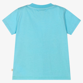 Frugi Boy's Short Sleeve Applique Tractor T-Shirt in Blue