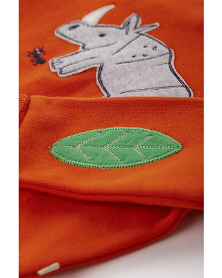 Frugi Boy's Long Sleeve Rhino Easy on Sweatshirt in Orange Rhino