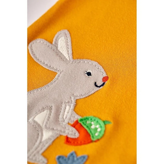 Frugi Girl's Woodland Friends and Bunny Rabbit Top in Mustard Yellow