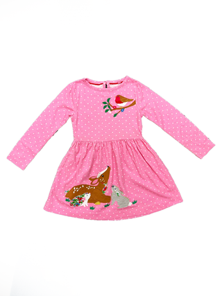 Mini Boden Girl's Rabbit Robin Applique Dress in Pink (Slightly Defect)