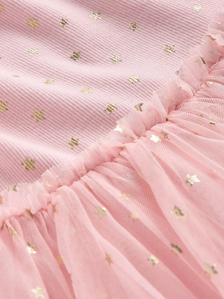 Mini Boden Girl's Rose Twirly Tulle Dress in Pink Gold Star