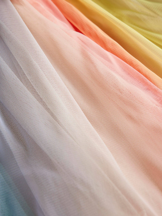 Mini Boden Girl's Short Sleeve Rainbow Tulle Dress in Multi