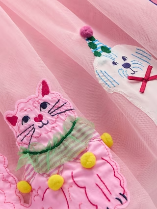 Mini Boden Girl's Ami Applique Tulle Dress in Pink