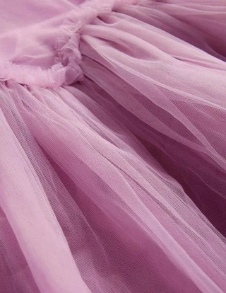 Mini Boden Girl's Tulle Ruffle Waist Dress in Purple