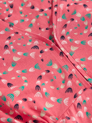 Women's Megan Abstract Printed Jersey Midi Dress in Coral Pink