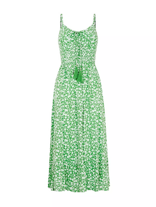 Clara Ditsy Printed Sundress In Green
