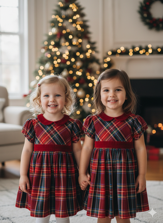 JoJo Maman Babe Classic Tartan Party Dress in Red