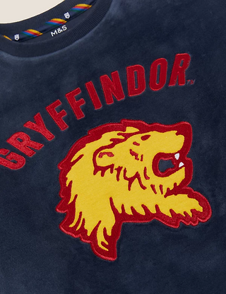 Marks and Spencer Harry Potter™ Gryffindor Velour Pyjama Set in Navy Multi