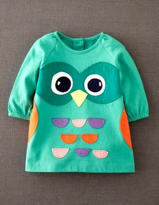 Baby Boden Girl's Fun Applique Play Jersey Dress in Green