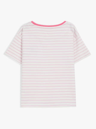 John Lewis & Partners Girl's Sequin Lobster Stripe T-Shirt in Pink