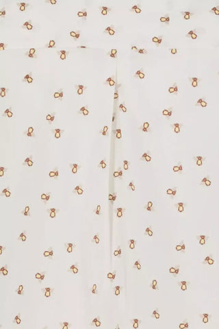 Women's 3/4 Sleeve Bee Print Tunic Top in Ivory