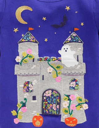 Girls Mini Boden Long Sleeve Halloween Print In Navy