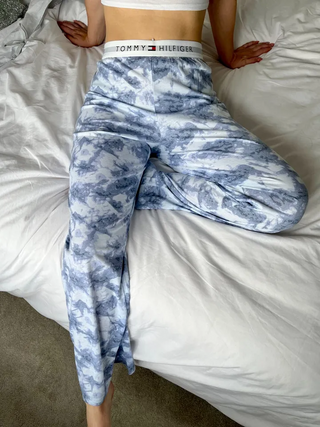 Women's 100% Cotton Pyjama Pants In Tie Die Palest Blue