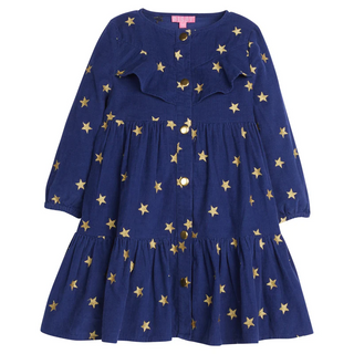 Bisby Girls' Embroidered Corduroy Western Dress in Blue