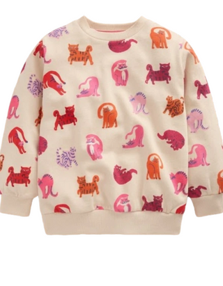 Girls Mini Boden Long Sleeve Printed Sweatshirt In Beige