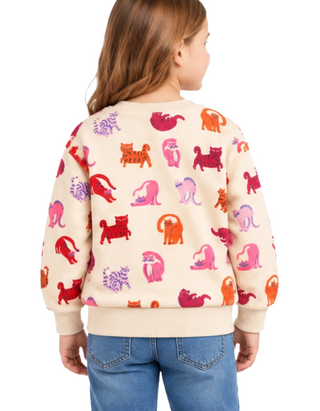 Girls Mini Boden Long Sleeve Printed Sweatshirt In Beige