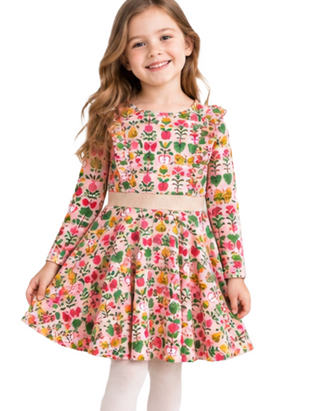 Mini Boden Girls Cora Twirly Jersey Dress Vintage In Pink