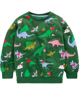 Mini Boden Boys Christmas Everyday Printed Sweatshirt In Green