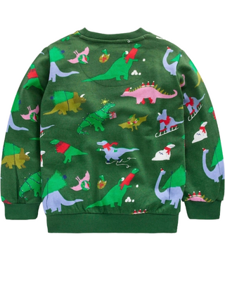 Mini Boden Boys Christmas Everyday Printed Sweatshirt In Green