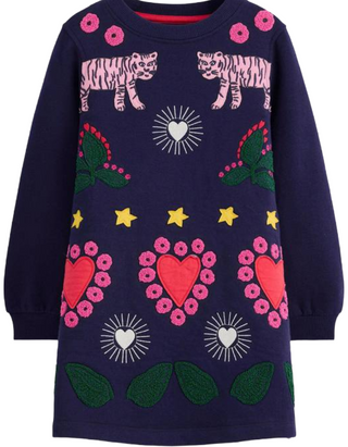 Mini Boden Girls Applique Sweatshirt Dress In Navy