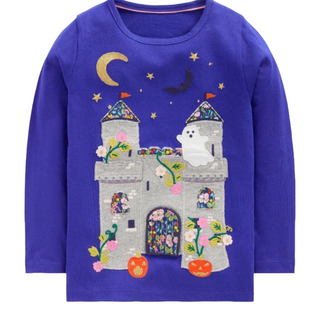Girls Mini Boden Long Sleeve Halloween Print In Navy