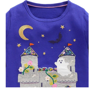 Girls Mini Boden Long Sleeve Halloween Print In Navy