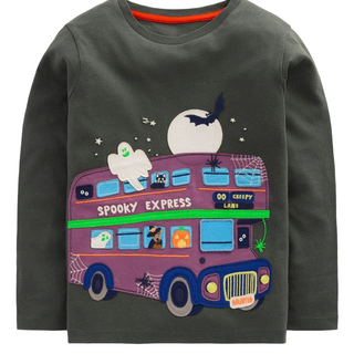 Mini boden Boys grey lift the flap Halloween t shirt long sleeve