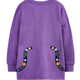 Mini Boden Girls Applique Tunic In Purple