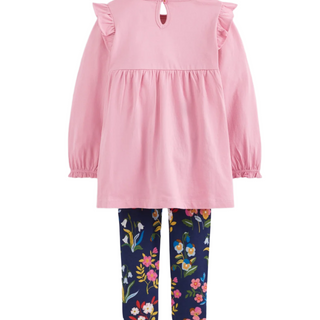 Mini Boden Girls Embroidered Tunic Set In Pink