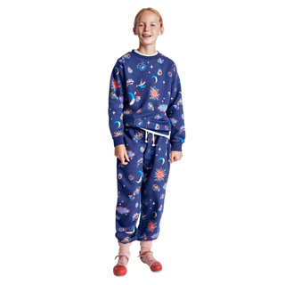 Mini Boden Girls Sweatshirt Printed  College Celestial In Navy