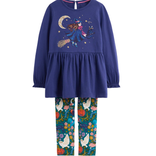 Mini Boden Girls Applique Tunic Set In Navy