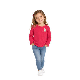 Mini Boden Red Long Sleeve Top With Bunny Pocket Detail In Red