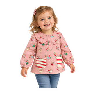 Baby Boden Girls Long Sleeve Top In Pink
