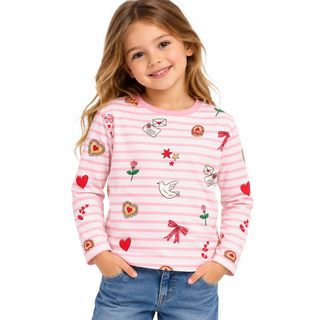 Mini Boden Kids Relaxed Breton Cotton Top In Pink
