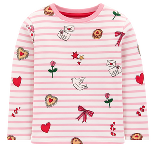 Mini Boden Kids Relaxed Breton Cotton Top In Pink