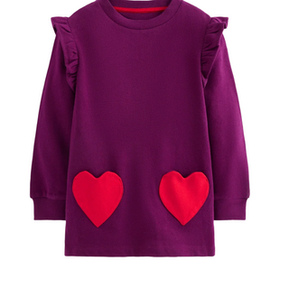 Mini Boden Heart Pocket Tunic In Purple